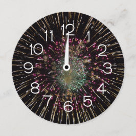 Midnight New Years Eve Clock On Fireworks  Inbjudningar