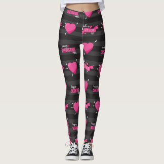 Midnight No-mance: Randiga hjärtan och band-leggin Leggings