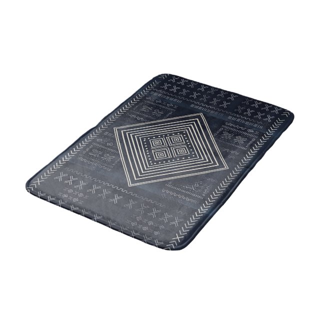 Midnight Nomad Diamond - Indigo Mudcloth Konst Badrumsmatta (Vinklad)