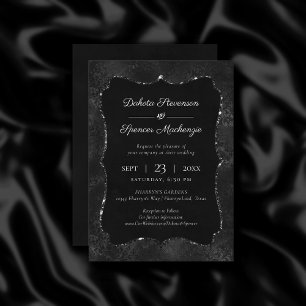 Midnight Onyx Romantik Svart satiny Grunge Damas Inbjudningar