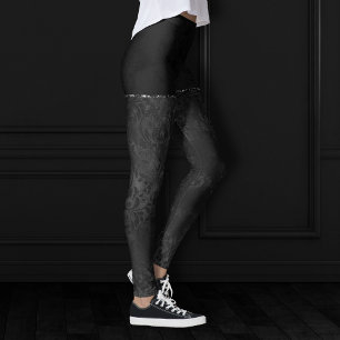 Midnight Onyx Romantik Svart satiny Grunge Damas Leggings