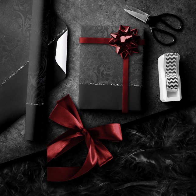 Midnight Onyx Romantik | Svart satiny Grunge Damas Presentpapper (Skapare uppladdad)