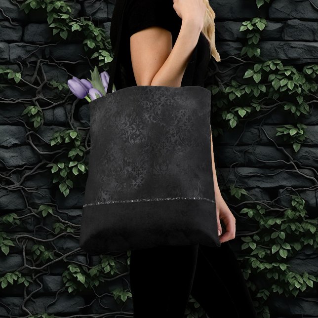 Midnight Onyx Romantik | Svart satiny Grunge Damas Tygkasse (Skapare uppladdad)