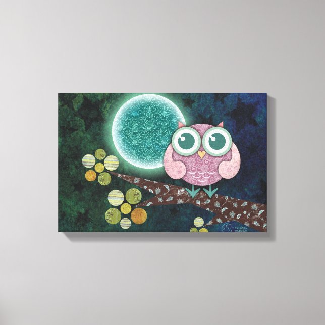 Midnight Owl Inkapslad Canvas Väggkonst (Framsida)
