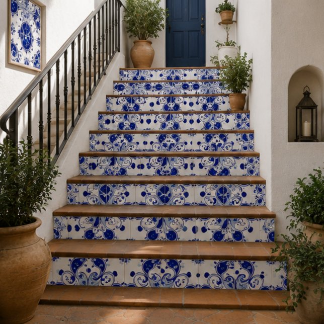 Midnight Paisley  Elegant Blue Botanical Mosaic  Kakelplatta (Skapare uppladdad)