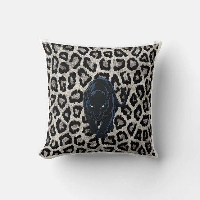 Midnight panther leopard lyx kudde (Framsida)