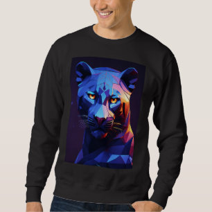 "Midnight Panther: Vector Geometric Art" Lång Ärmad Tröja