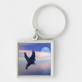 Midnight Pegasus Fyrkantig Silverfärgad Nyckelring