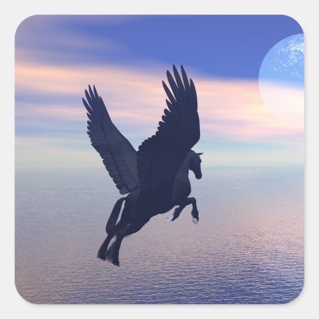 Midnight Pegasus Fyrkantigt Klistermärke (Framsida)