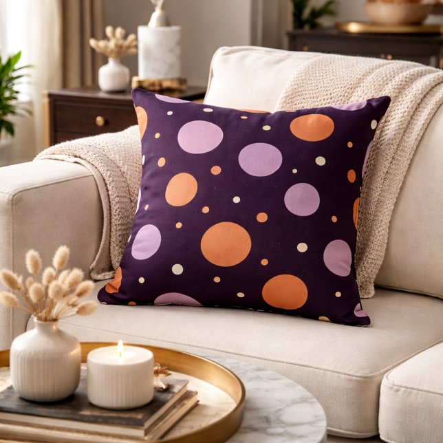 Midnight Plum Polka Dot  Kudde (Skapare uppladdad)