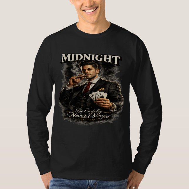 Midnight Poker King Mafia Style Long Sleeve T Shirt (Framsida)