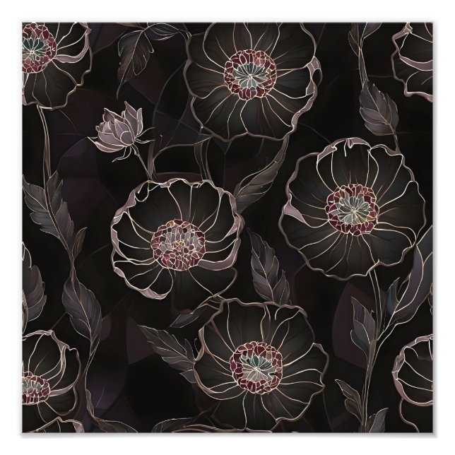 Midnight Poppy Elegans Fototryck (Framsidan)