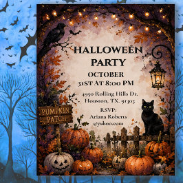Midnight Pumpafält Halloweenfest Inbjudningar
