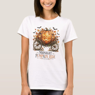 Midnight Pumpkin Ride Halloween-tröja med hästvagn T Shirt