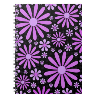 Midnight Purple Svart Blommig Goth Estetik Anteckningsbok Med Spiral