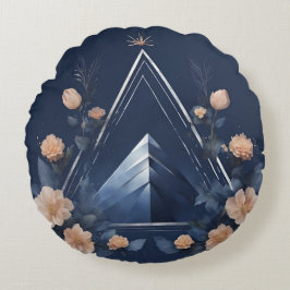 Midnight Pyramid Dreamscape Blommigt AI art Rund Kudde