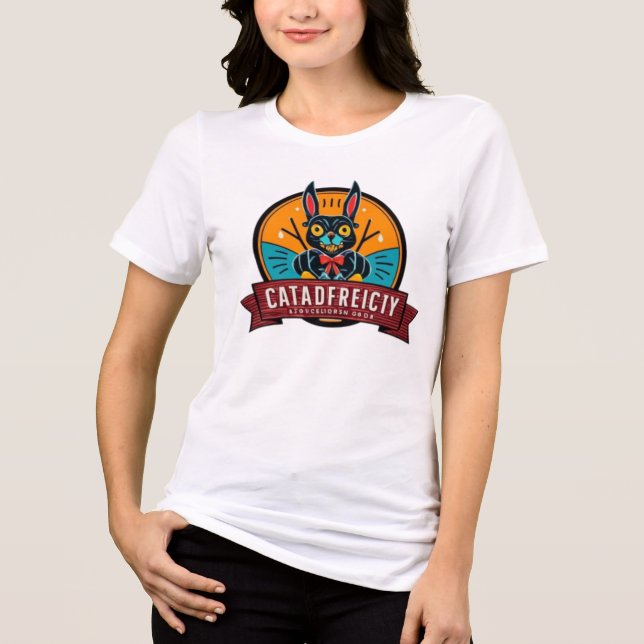 Midnight Rabbit Emblem – Retro Bold Mascot T-shirt (Framsida)