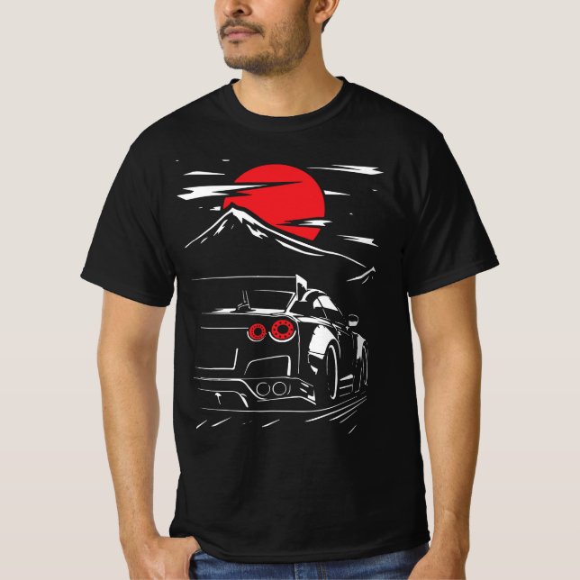 Midnight Race: Red Moon Racing Car T Shirt (Framsida)