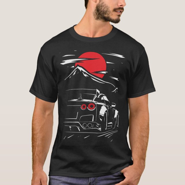 Midnight Race: Red Moon Racing Car T Shirt (Framsida)