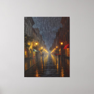 Midnight Rain in City Canvastryck