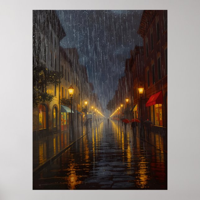 Midnight Rain in City Poster (Framsidan)