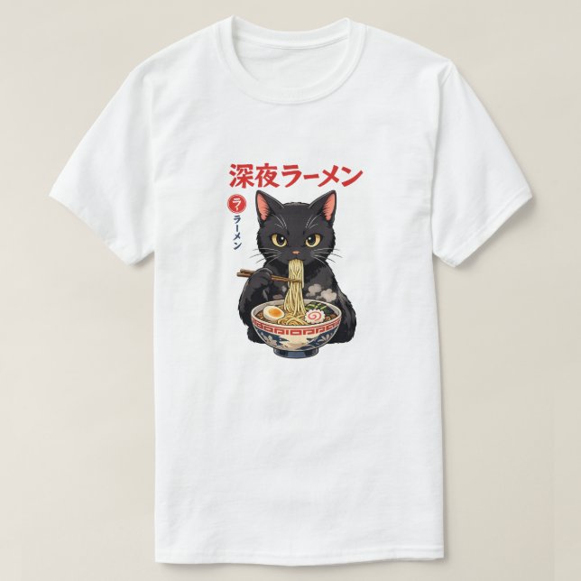 Midnight Ramen Cat T Shirt (Design framsida)