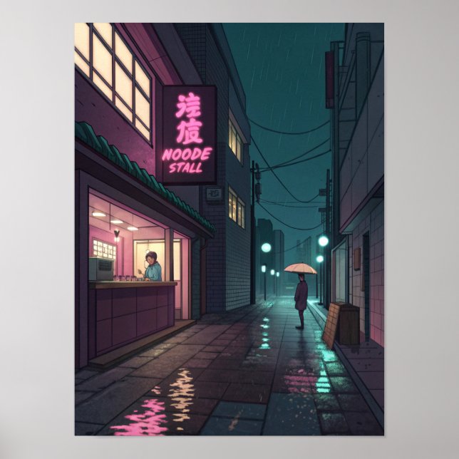 Midnight Ramen Lo-Fi Cityscape Poster (Framsidan)