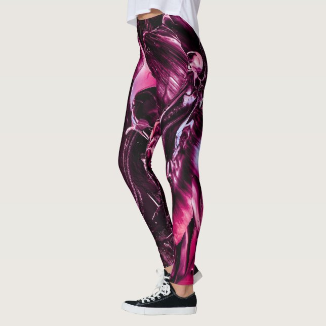 Midnight Raspberry Stänk, Mörk Rosa Liquid Leggings (Vänster)