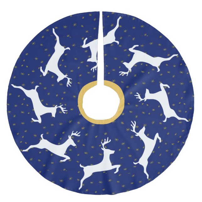 Midnight Reindeer Julgransmatta Borstad Polyester (Framsidan)