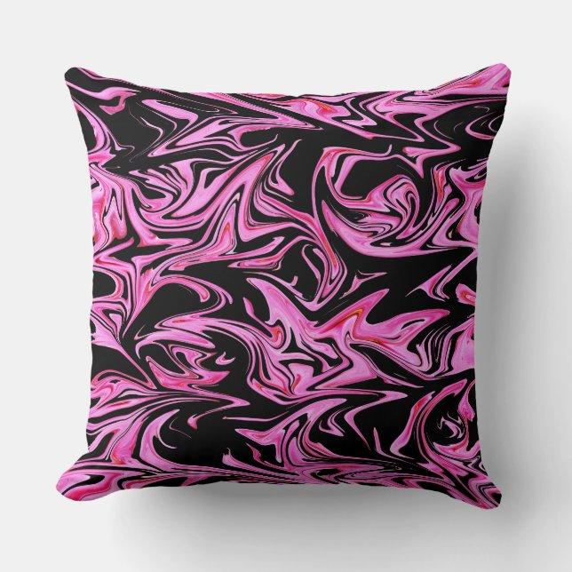 "Midnight Ro: The Rosa och svart Marble Fusion" Kudde (Framsida)