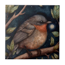 Midnight Robin Ceramic Tile