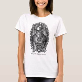 Midnight Romance Katter Gotisk Fönsterkonst T Shirt