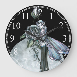 Midnight Rose Fairy Väggurklocka Stor Klocka