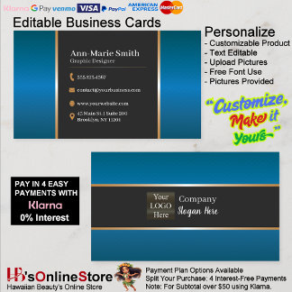 Midnight Sapphire & Brushed Gold Obsidian Business Visitkort