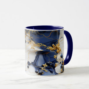 Midnight Sapphire Marmor med Guldtrådar Mugg