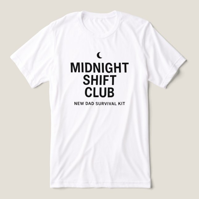 Midnight Shift Club Minimalistisk Typsnittsdesign T Shirt (Design Framsida)