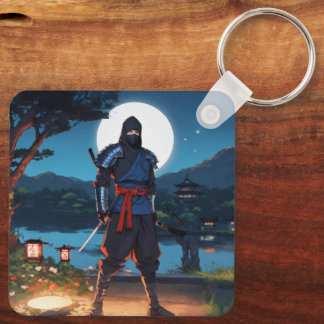 Midnight Shinobi: Månljus Ninja Siluett Premi Nyckelring