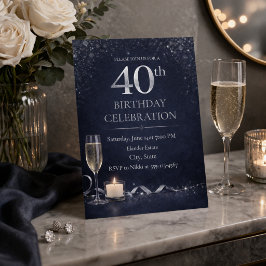 Midnight Silver 40-årsfirande Invitation Inbjudningar