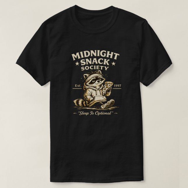 Midnight Snack Society Funny Pizza Lover Night Owl T Shirt (Design framsida)