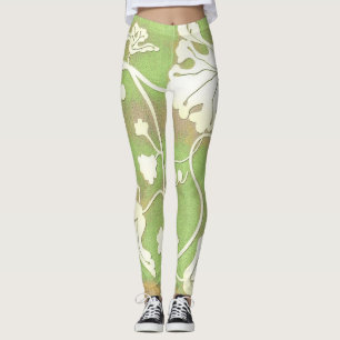 Midnight Snöre - An Abstrakt Blommigt Swirl in Grö Leggings