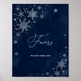 Midnight Snowflakes Bröllopsdusch Fördelar Tecken Poster