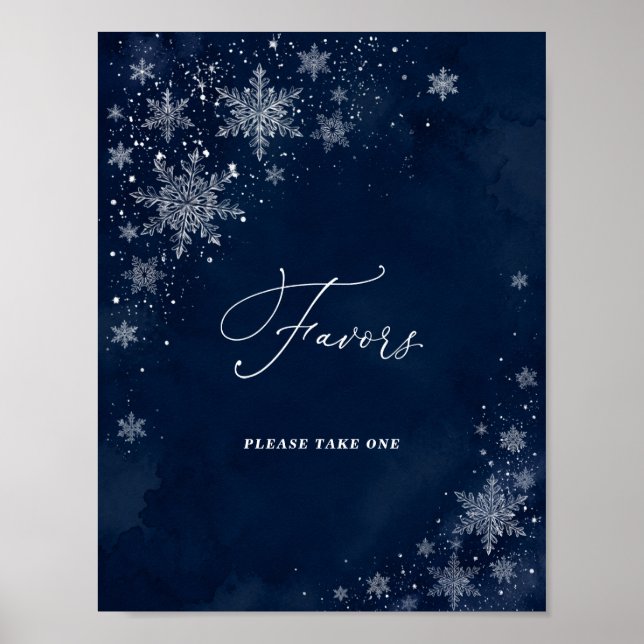 Midnight Snowflakes Bröllopsdusch Fördelar Tecken Poster (Framsidan)