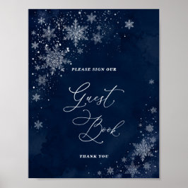 Midnight Snowflakes Bröllopsdusch Gästbokssköld Poster
