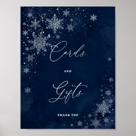 Midnight Snowflakes Bröllopsdusch Kort & Gåvor Poster
