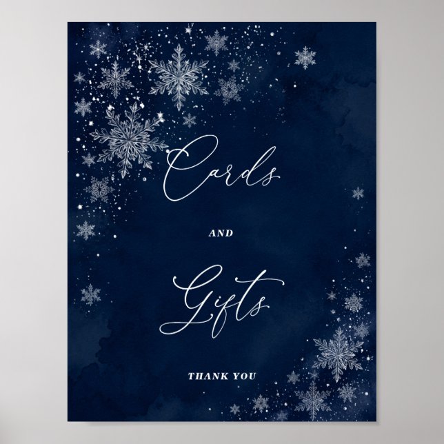 Midnight Snowflakes Bröllopsdusch Kort & Gåvor  Poster (Framsidan)