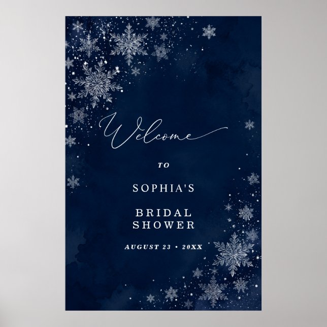 Midnight Snowflakes Bröllopsdusch Välkommen Poster (Framsidan)
