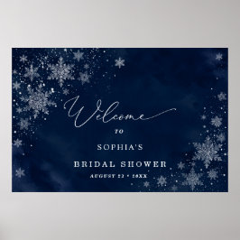 Midnight Snowflakes Vinter Bröllopsdusch Välkomst Poster