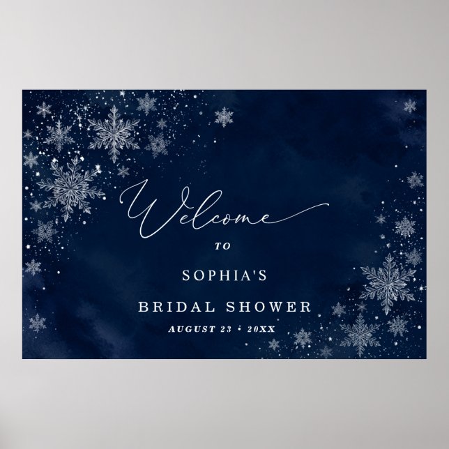 Midnight Snowflakes Vinter Bröllopsdusch Välkomst  Poster (Framsidan)