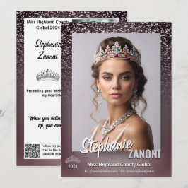 Midnight Sparkle Pageant-autografkort | QR-kod Inbjudningar