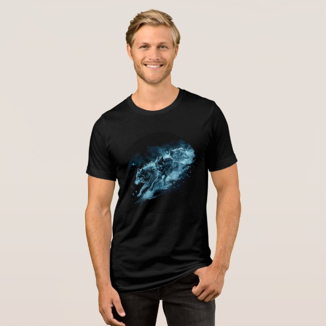 Midnight Star Wolves Running Print T Shirt (Framsida Full)